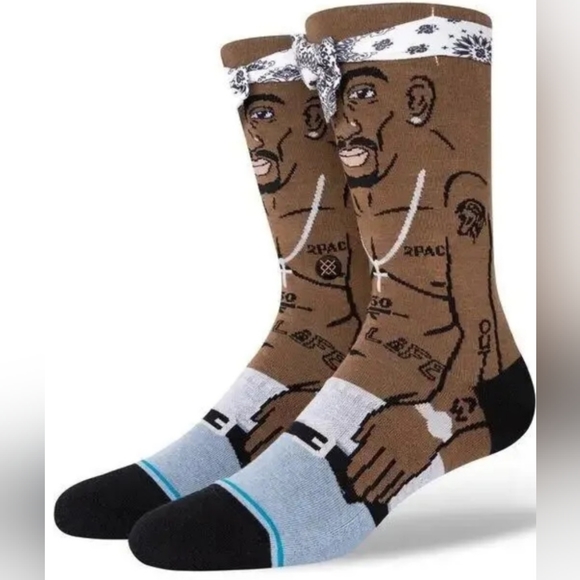 Stance Tupac Shakur Mens Medium Socks Resurrected Shoes Size 6-8.5Death Row Pac - Picture 1 of 8